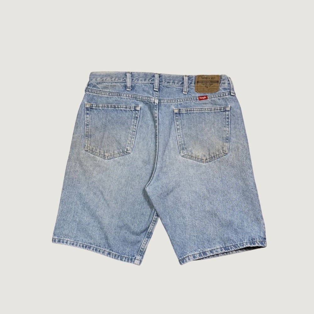 Wrangler Premium Quality Mens Denim Shorts Light Wash Blue Size 35